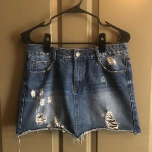 Distressed Jean Skirt